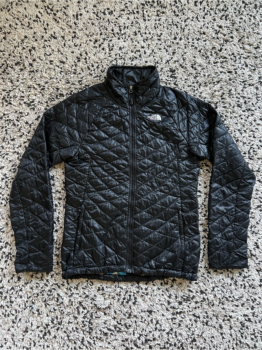 The North Face Thermoball Jacket Black Diamond Quilt Full Zip Women’s Size Small